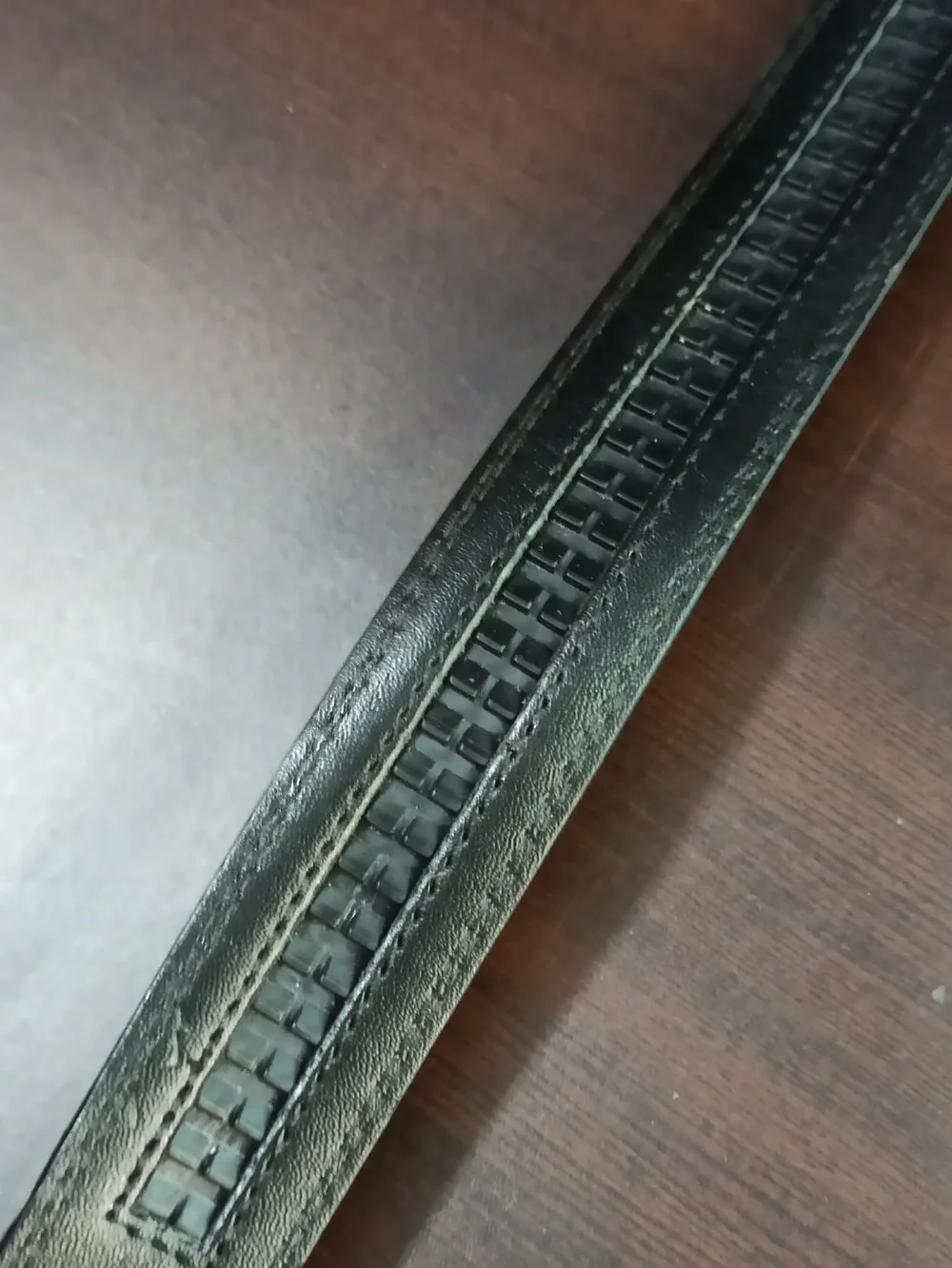 Mission Men's Black Genuine Leather Plaque Buckle Belt Size 40